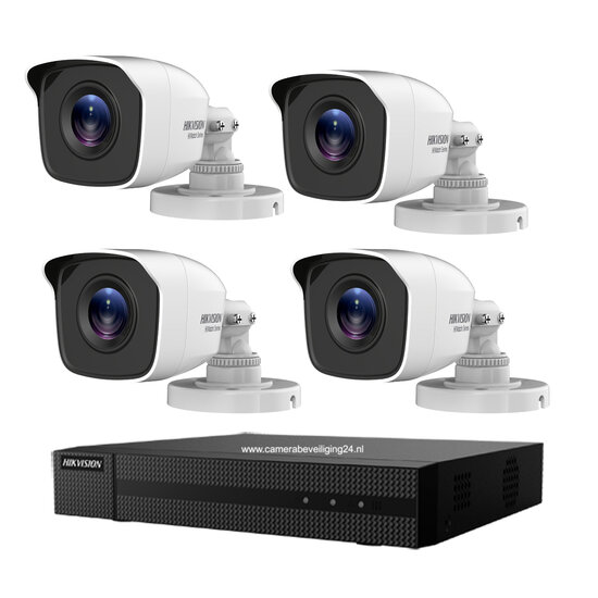 Hikvision Camerabewaking Set met 4 5MP Bullet Camera's - 20m IR voor Buiten