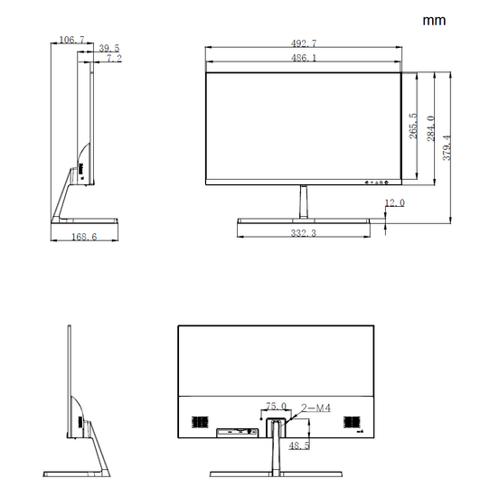 Dahua Full HD LED Monitor 21,5 inch 100Hz - voor Camerabewaking en Kantoor