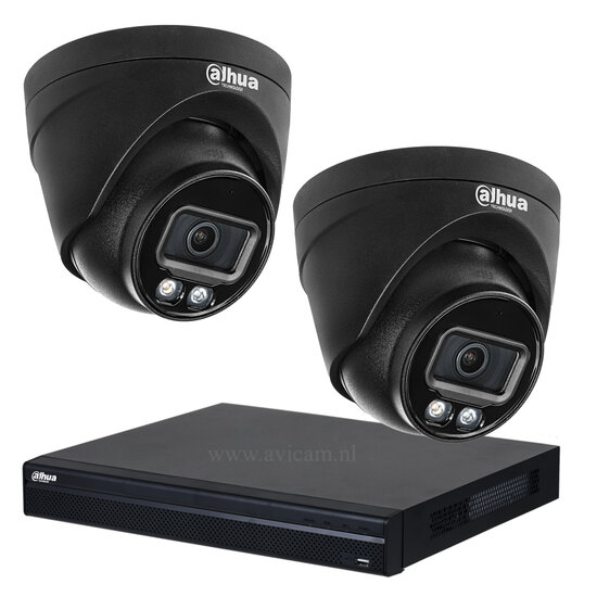 Dahua Camerabewaking Set 4MP - PoE Dual Light met Gekleurd Nachtzicht voor Buiten