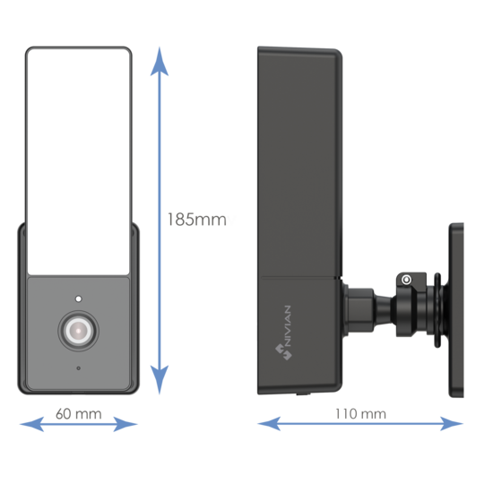 Nivian NVS-IPC-L2 buitenlamp WiFi camera 3 MP met bewegingsdetectie, IR nachtzicht, audio, Sd slot en op gratis app.