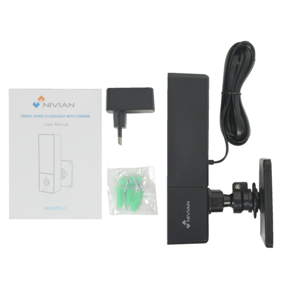 Nivian NVS-IPC-L2 buitenlamp WiFi camera 3 MP met bewegingsdetectie, IR nachtzicht, audio, Sd slot en op gratis app.