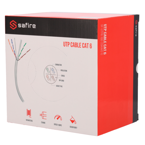 Safire Cat6 UTP Netwerkkabel 100 meter - 23 AWG voor IP Camerasystemen