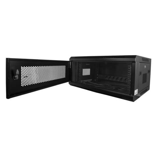 19 inch Wandrack 6U - Serverkast met Gaasdeur en 6-voudige Stekkerdoos