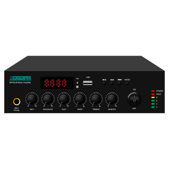 Mini Digitale Mengversterker 120W - 100V Versterker met Bluetooth, USB en FM