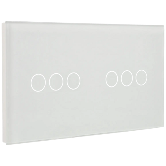 A-SMARTHOME Luxe Touch Schakelaar - 6 Knoppen - Gehard Glas - Wit