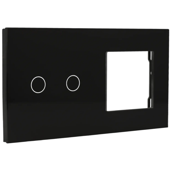 A-SMARTHOME Glazen Touch Schakelaar - 2 Knoppen - Zwart Smart Home Schakelpaneel