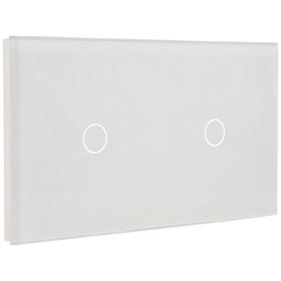 A-SMARTHOME Glazen Touch Schakelaar - Dubbel Schakelpaneel met 2 Knoppen - Wit