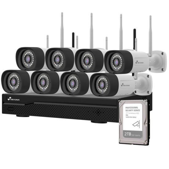 Nivian NV-KIT1630W6-8CAM-2TB WiFi Beveiligingsset 8 Camera's