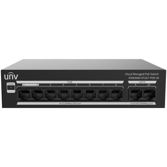 Uniview Cloud Managed PoE Switch - 8 Poorten 120W voor Videobewaking