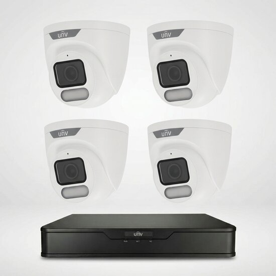 Uniview Cameraset 4MP ColorHunter - 4-Kanaals PoE Beveiliging voor Buiten
