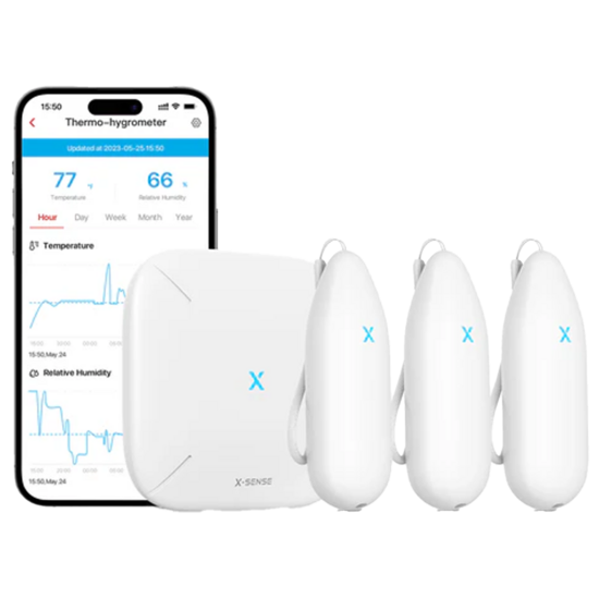 X-Sense STH54 Temperatuur- en Vochtigheidssensor Kit met SBS50 Gateway - 3 stuks
