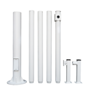 Cameramast POLE-600-D - Modulaire Camerapaal 6m - Wit Staal met Funderingskooi