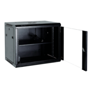 6U Serverkast Wandmontage 19 Inch - 600mm Diep met Ventilator en Glasdeur - Zwart