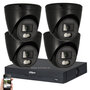 Dahua IP Camerabewaking Set met 4 Zwarte 2MP Turret Camera's - PoE voor Buiten