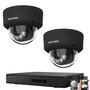 Hikvision Camerabewaking Set met 2 Zwarte 4MP PoE Dome Camera's en NVR