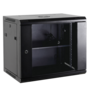9U Wand-Patchkast 19 Inch - 500x600x450mm - Glazen Deur &amp; Slot - Zwart SPCC-Staal
