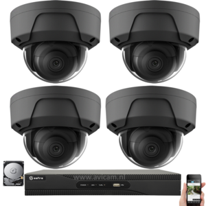 IP PoE 2MP Netzwerk UTP Safire Kamera Überwachungssystem mit 4 dunkelgrau Dome Kameras. IP PoE 2MP Netzwerk UTP Safire Kamera Überwachungssystem mit 4 dunkelgrau Dome Kameras.