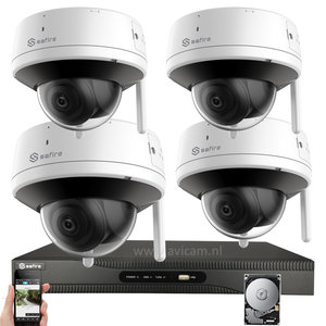 Drahtlose 4MP Safire WIFI IP Kameraüberwachung mit 4 vandalensicheren FULL HD Kameras. Drahtlose 4MP Safire WIFI IP Kameraüberwachung mit 4 vandalensicheren FULL HD Kameras.