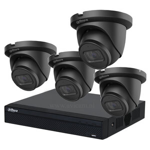 Dahua Starlight 5MP IP PoE Überwachungskamera Set mit 4 Schwarze Turret Kameras. Dahua Starlight 5MP IP PoE Überwachungskamera Set mit 4 Schwarze Turret Kameras.